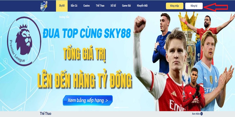 Thành viên truy cập vào cổng game để đăng ký Sky88