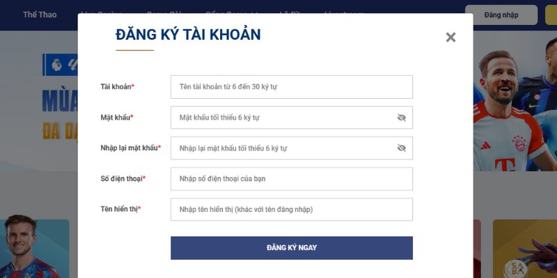 Thành viên điền đầy đủ và chính xác các thông tin vào biểu mẫu để thao tác đăng ký sky88 được thành công